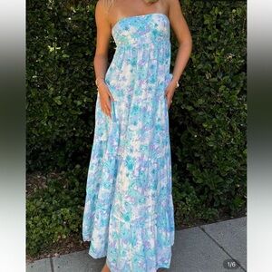 Floral Maxi Skirt in Blue and Purple